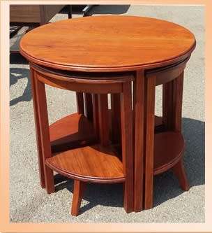 ANTIQUE BURMESE TEAK NEST OF TABLES