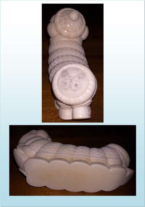 VINTAGE JOHN BICCARD CRUSHED MARBLE SCULPTURE  CHOLMONDELEY "CHUMLEY" THE CATERPILLER