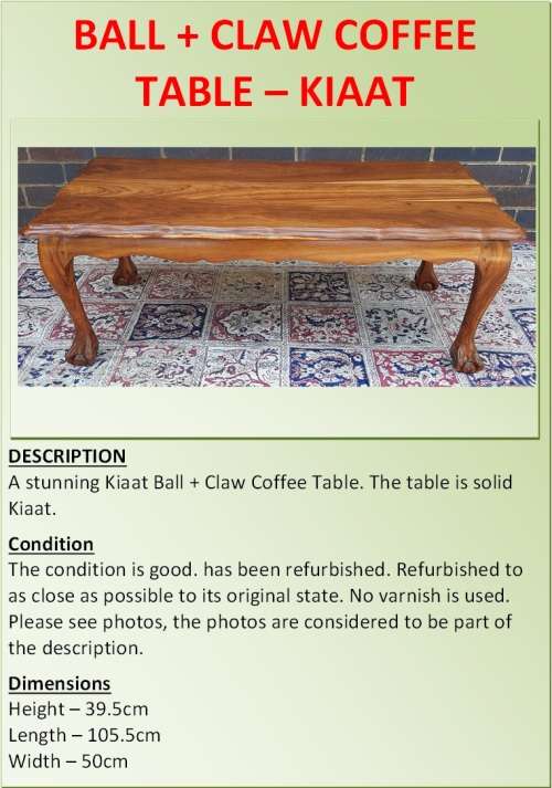 BALL + CLAW COFFEE TABLE  KIAAT