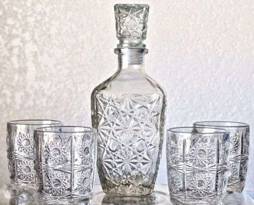 Seven (7) Piece Clear Whiskey Decanter Set - Ready To Ship Items