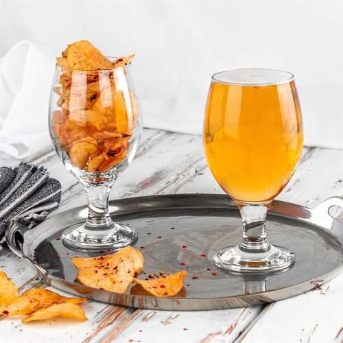 6 Piece Clear Classy Stemmed Craft Beer and Ale Glass Set