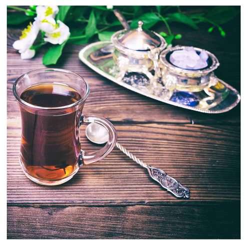 6 Piece Elegant Clear Turkish Glass Tea and Coffee Mug Set