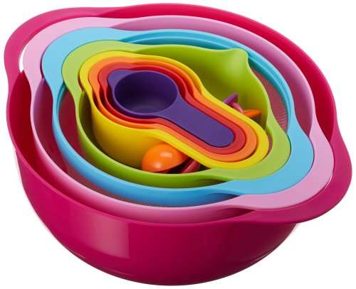 Brand New 8 Piece Rainbow Stackable Trendy Colourful Mixing Bowls