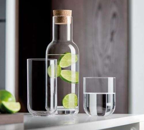 5 Piece Borosilicate Glass Carafe with Cork Stopper and Drinking Glass Set