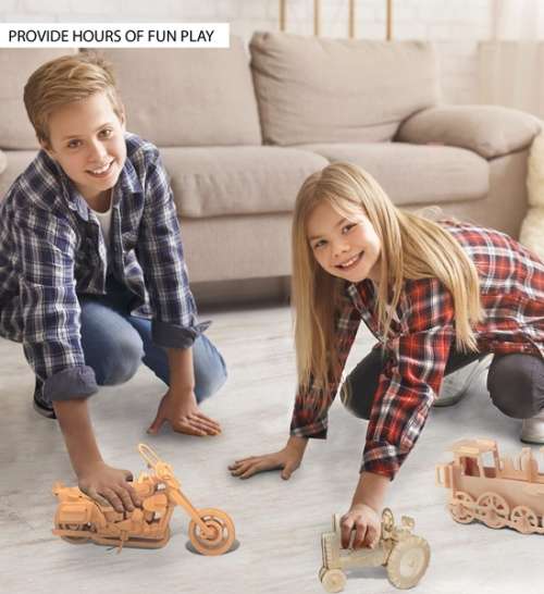 108 Piece Educational DIY Motorcycle Woodcraft Construction Puzzle Kit
