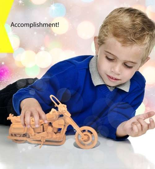 108 Piece Educational DIY Motorcycle Woodcraft Construction Puzzle Kit