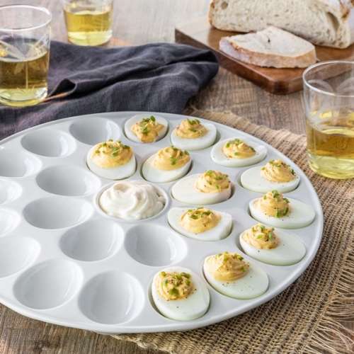 Brand-New Elegant White Porcelain Deviled Egg Platter Tray