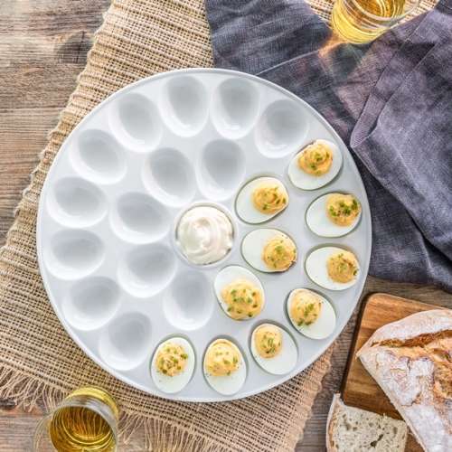 Brand-New Elegant White Porcelain Deviled Egg Platter Tray