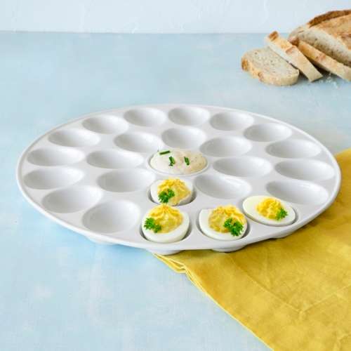 Brand-New Elegant White Porcelain Deviled Egg Platter Tray