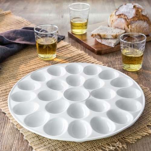 Brand-New Elegant White Porcelain Deviled Egg Platter Tray