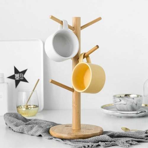 Wooden Home Kitchen Wooden Mug Tree Stand