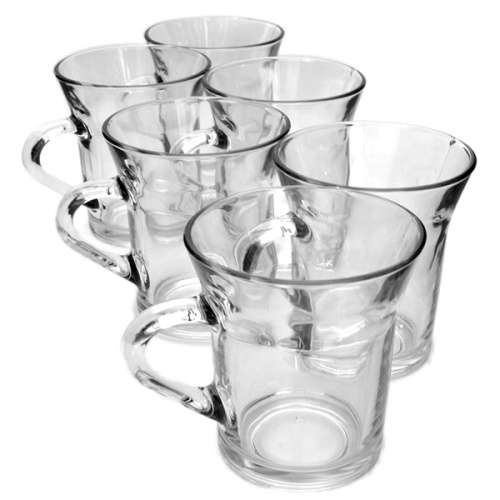6 Piece Turkish Style Glass Tea and Coffee Cup Set - 225ml