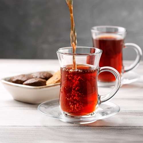 6 Piece Small Elegant Clear Turkish Glass Tea Cup Set (105ml)