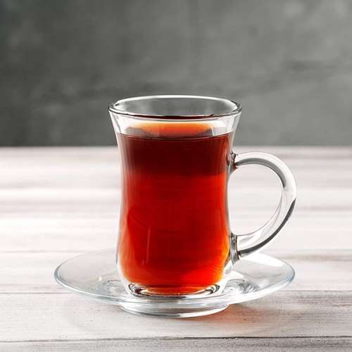 6 Piece Small Elegant Clear Turkish Glass Tea Cup Set (105ml)