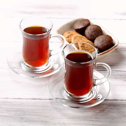 6 Piece Small Elegant Clear Turkish Glass Tea Cup Set (105ml)
