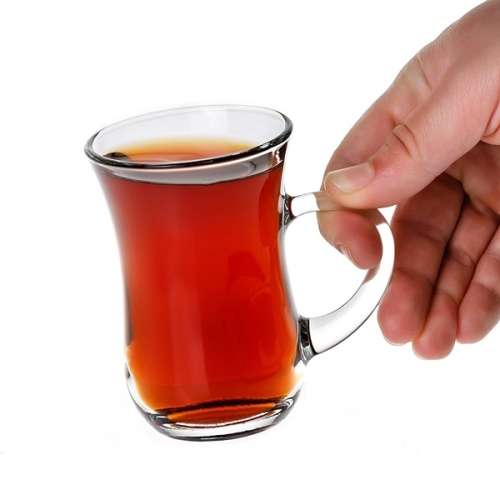 6 Piece Small Elegant Clear Turkish Glass Tea Cup Set (105ml)