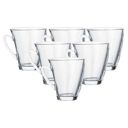 6 Piece Small Elegant Clear Glass Tea and Coffee Mug Set (165ml)