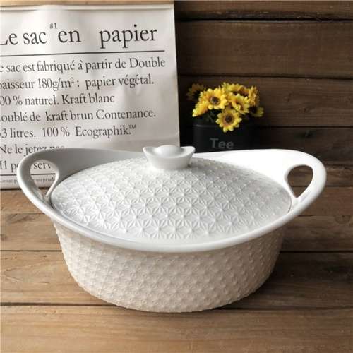 25.4cm Ceramic Soup Tureen Casserole Dish with Lid and Handles