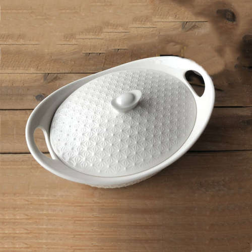 25.4cm Ceramic Soup Tureen Casserole Dish with Lid and Handles