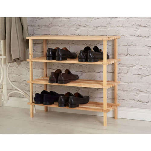 4 Tier Wooden Shoe Rack Shelf Organiser Small Storage Upright Stackable Stand