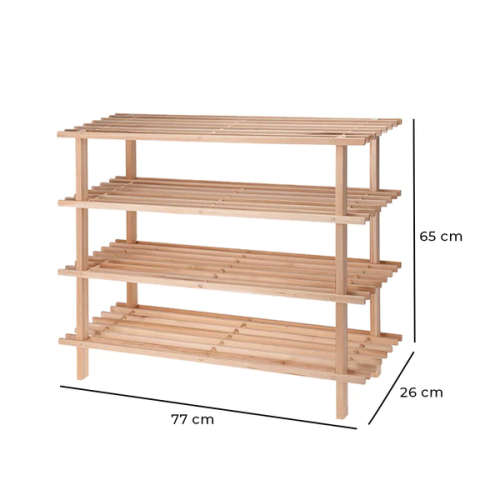 4 Tier Wooden Shoe Rack Shelf Organiser Small Storage Upright Stackable Stand