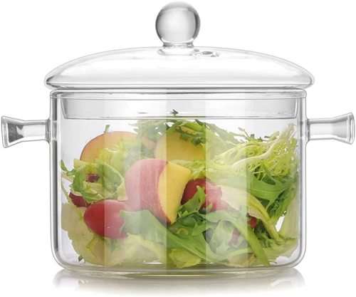 Borosilicate Glass Cooking Pot w Lid (1900ml) + 6 Pcs Small Glass Tea Cup Set (105ml) | COMBO DEAL