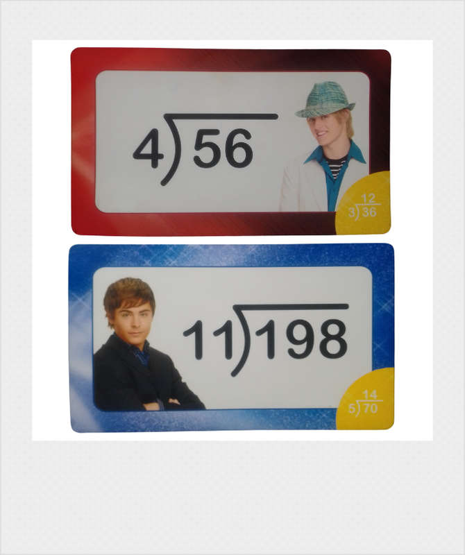 40 Piece Advanced Division Arithmetic Learning Cards & Stickers