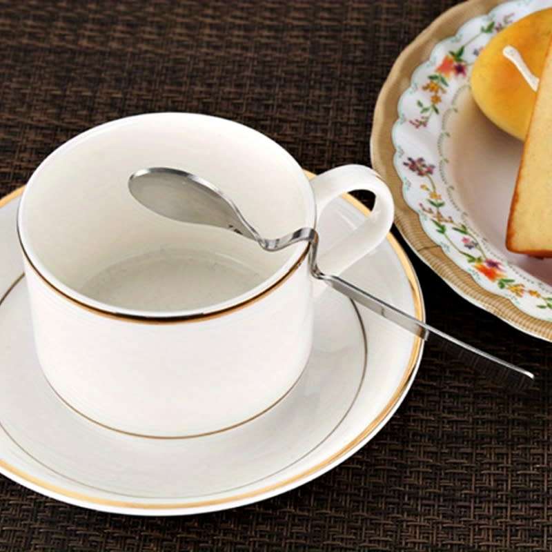 6 Piece Stainless Steel Curved Handle Stirring Spoons