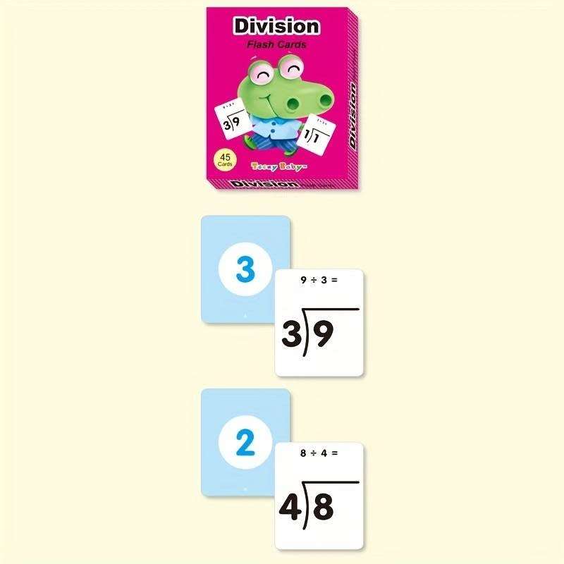 45 Cards Division Arithmetic Flashcards For Kids