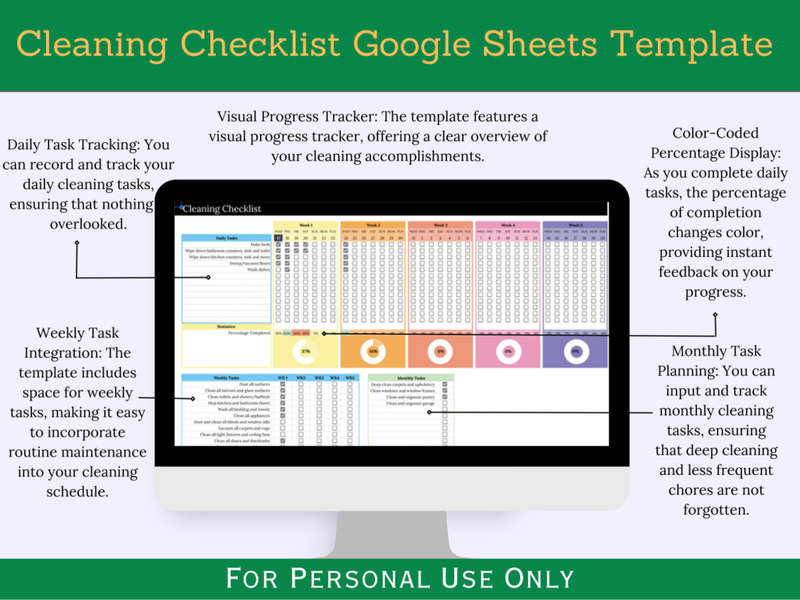 Cleaning Checklist with Instruction Tab - Google Sheets Template