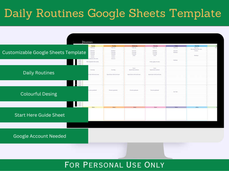 Daily Routines with Start Here Tab - Google Sheets Template