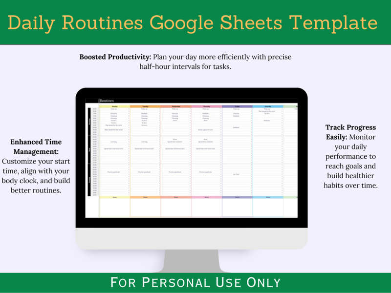 Daily Routines with Start Here Tab - Google Sheets Template