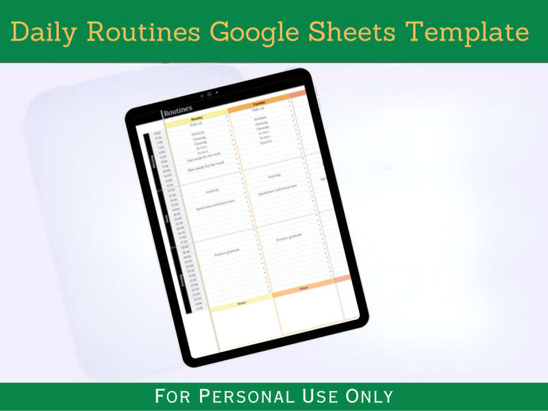 Daily Routines with Start Here Tab - Google Sheets Template