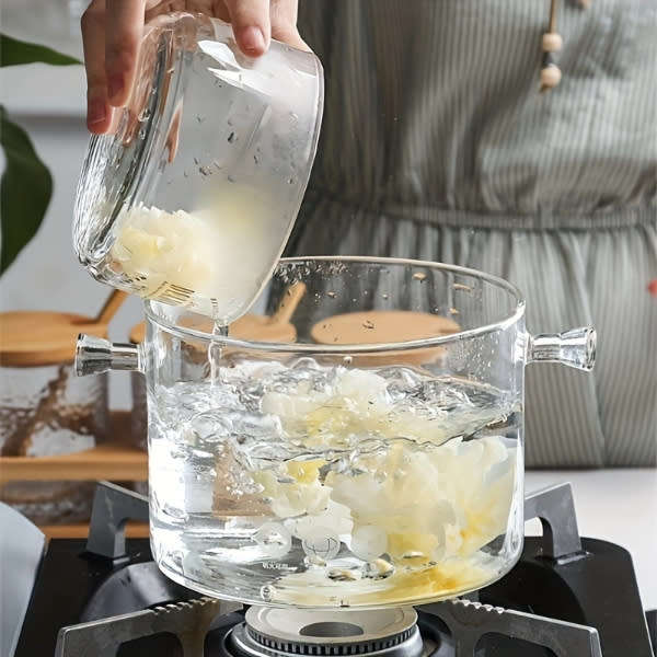 1350ml Clear Borosilicate Glass Cooking Pots with Lid