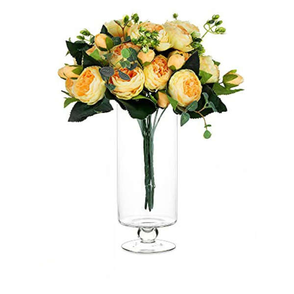 Modern Tall Footed Clear Glass Home Decoration Vase (12x40cm)