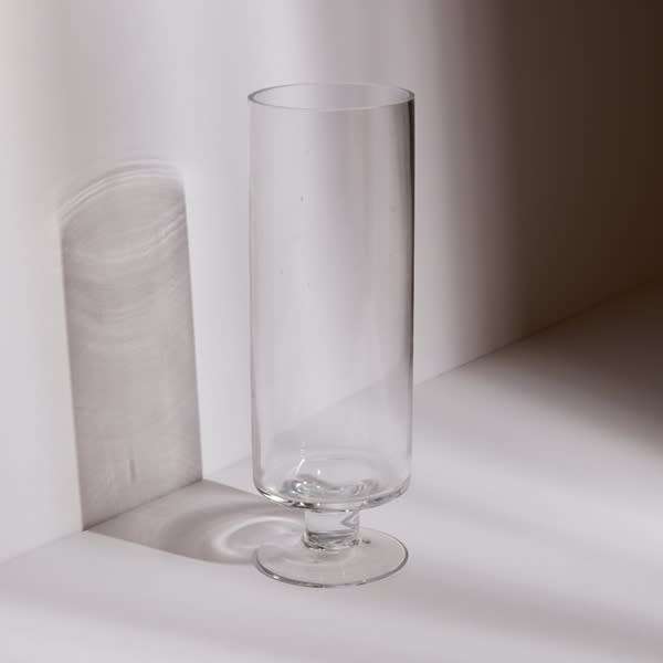 Modern Tall Footed Clear Glass Home Decoration Vase (12x40cm)