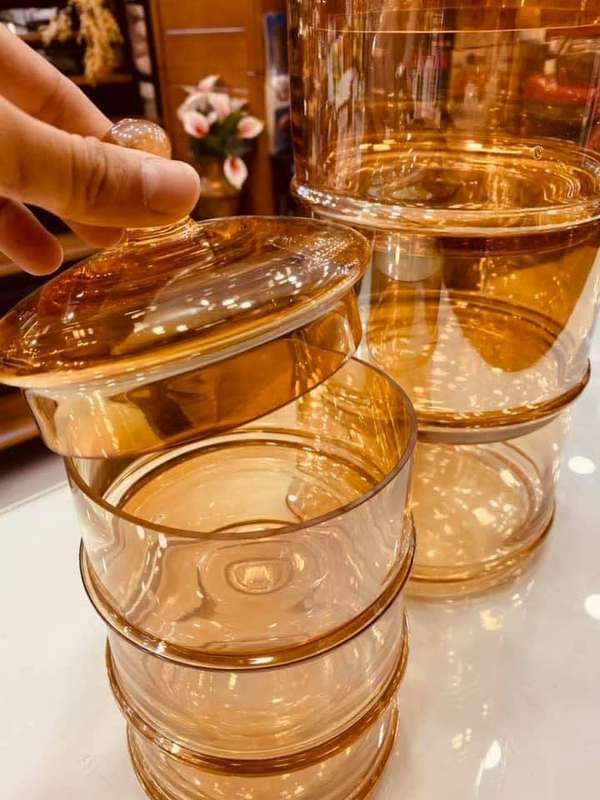 3-Tier Stacking Glass Candy Jar (Rose Gold)