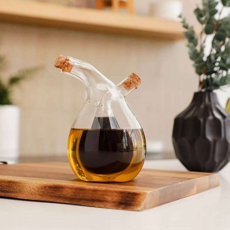 2 in 1 Borosilicate Glass Oil and Vinegar Dispenser (390/80ml)