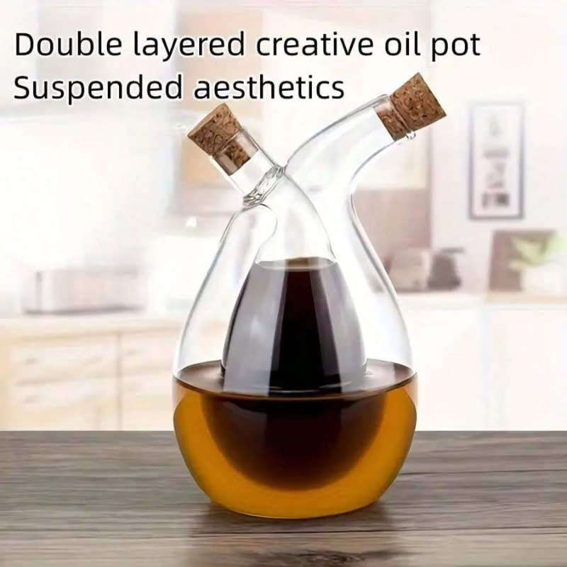 2 in 1 Borosilicate Glass Oil and Vinegar Dispenser (390/80ml)