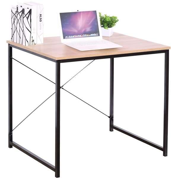 Computer Wooden Desk Workstation Home Office with Black Metal Legs