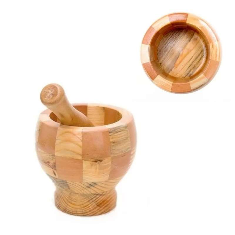 Set of Wooden Mortar and Pestle Hand Grinder