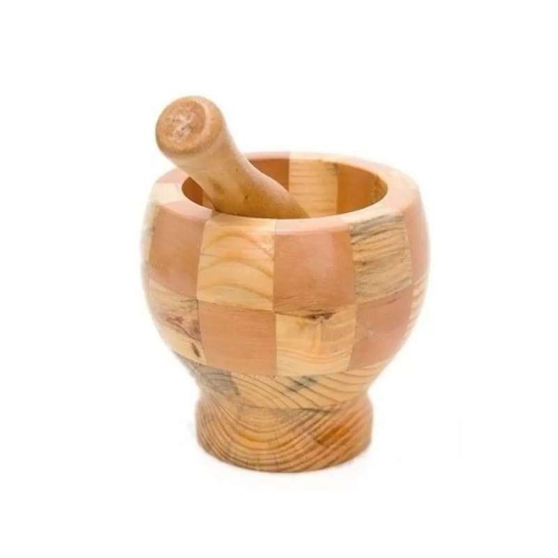 Set of Wooden Mortar and Pestle Hand Grinder