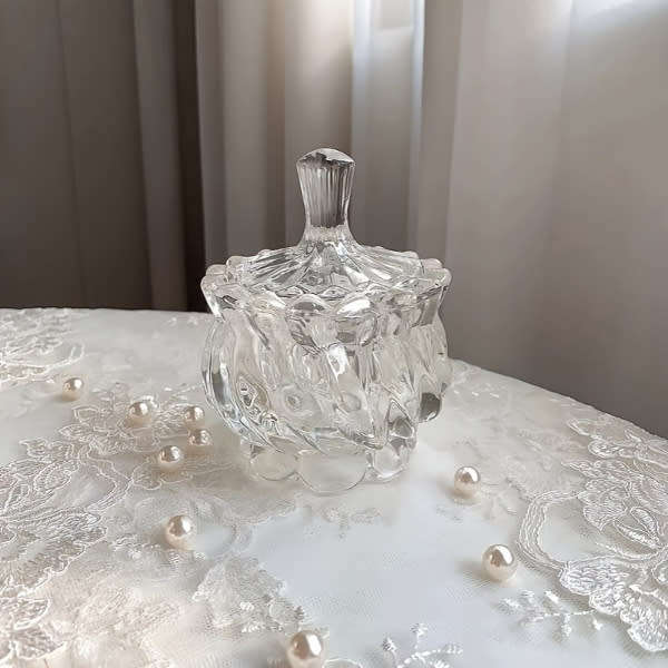 Set of 2 Elegant Multifunctional Clear Glass Decorative Sugar Jar with Lid