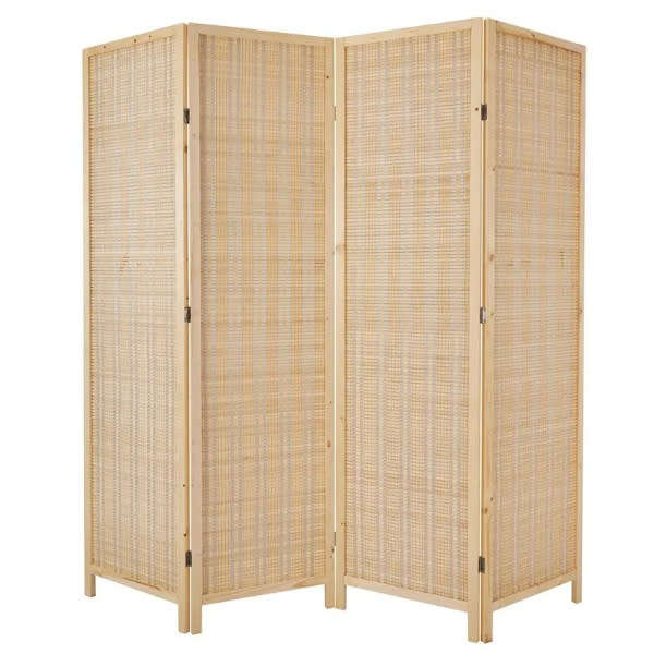 Folding Modern Simplicity Thin Bamboo 4 Panel Privacy Screen Room Divider