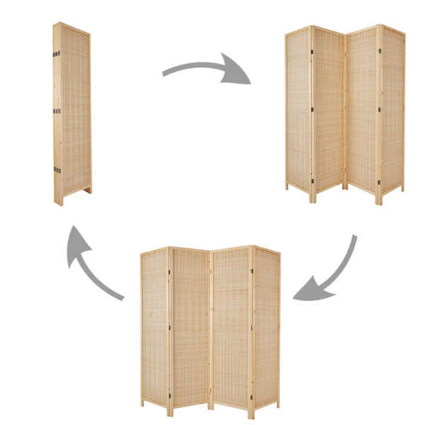 Folding Modern Simplicity Thin Bamboo 4 Panel Privacy Screen Room Divider