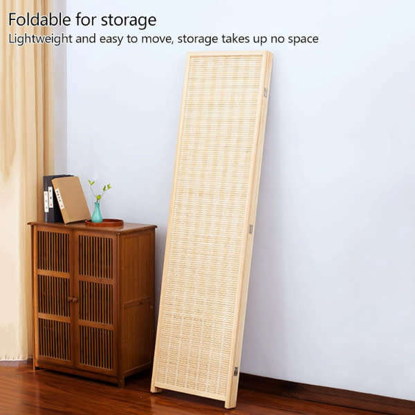 Folding Modern Simplicity Thin Bamboo 4 Panel Privacy Screen Room Divider