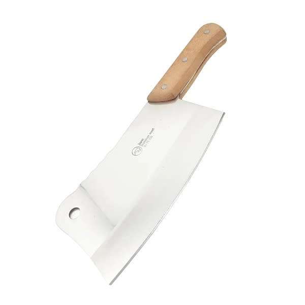 Stainless Steel Chopper Butcher Meat Cleaver Knife with Solid Wood Handle