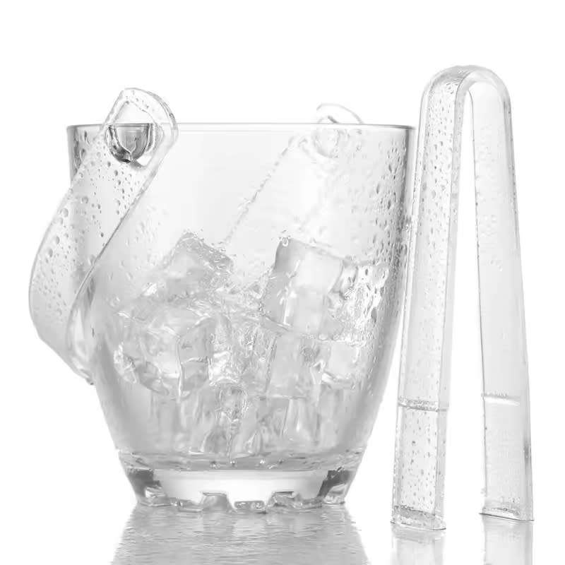 Whiskey Glass Decanter with 6-Pcs Shot Glass Set and Portable Glass Ice Bucket w Handle and Tong