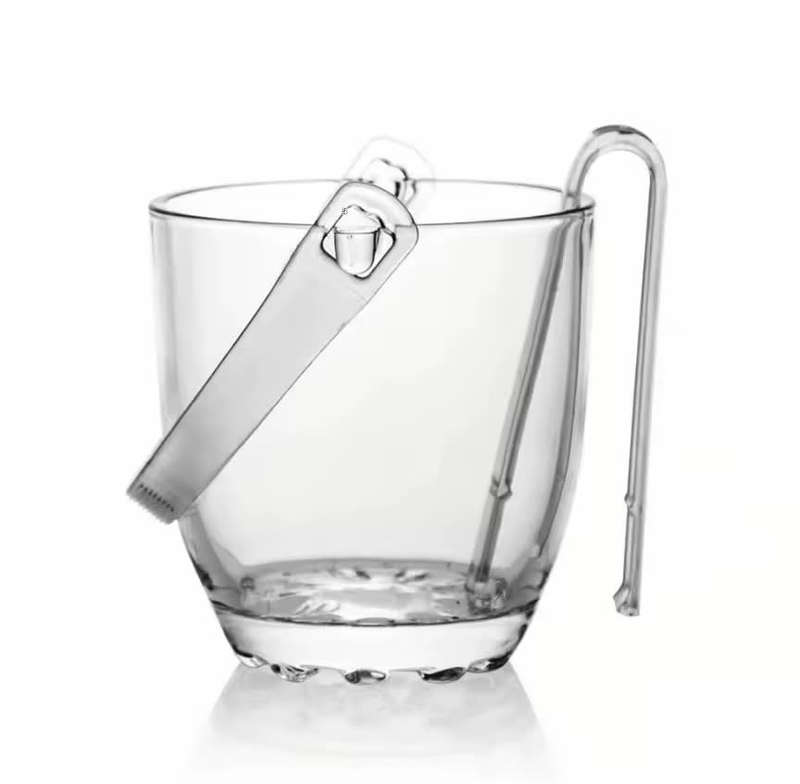 Whiskey Glass Decanter with 6-Pcs Shot Glass Set and Portable Glass Ice Bucket w Handle and Tong