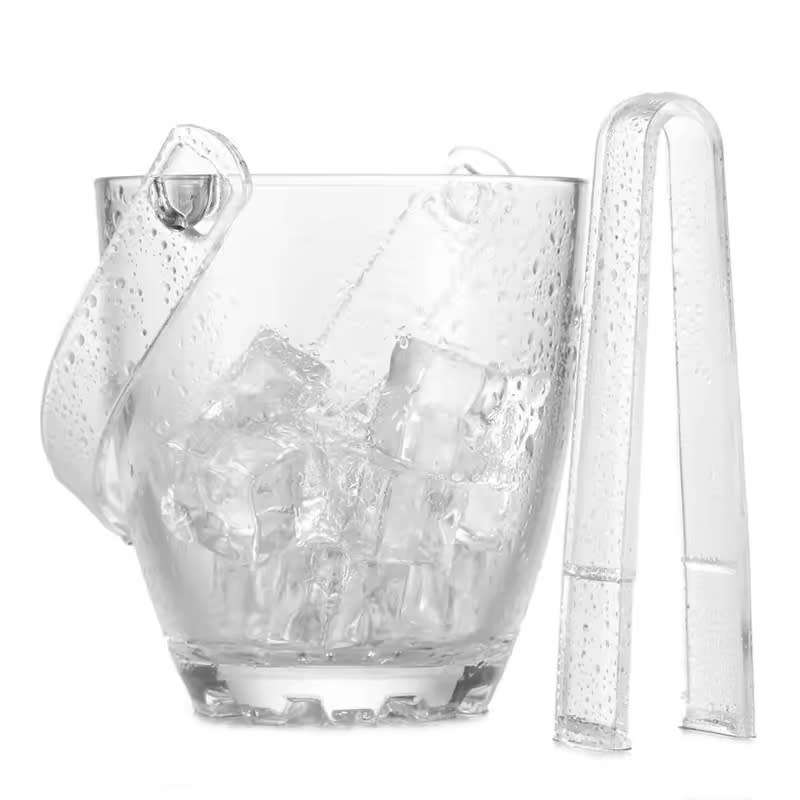 Whiskey Glass Decanter with 6-Pcs Shot Glass Set and Portable Glass Ice Bucket w Handle and Tong